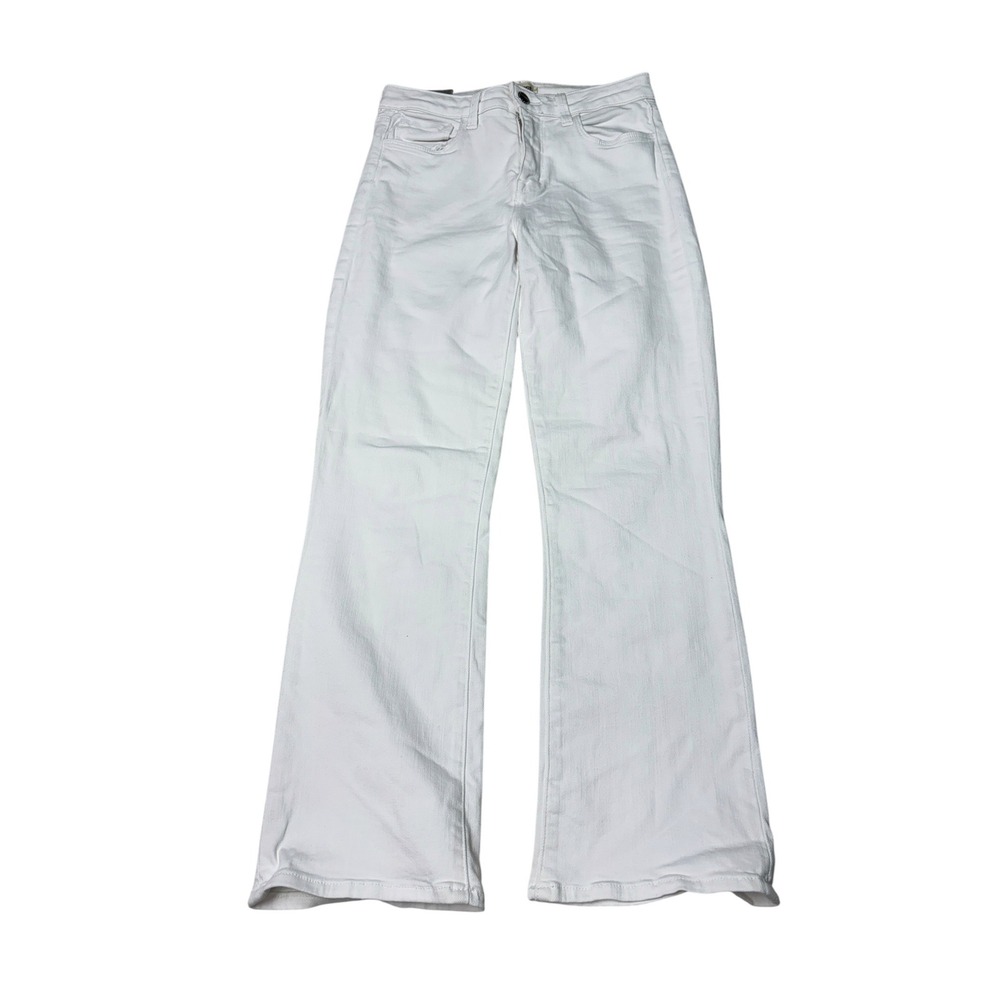 L'AGENCE Serena Cropped Baby Flare Jeans White High Rise Womens 25X25 Blanc USA